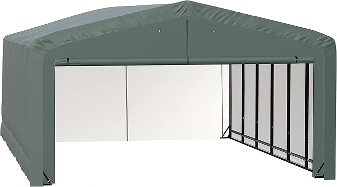 ShelterLogic ShelterTube Garage & Storage Shelter, 20' x 27' x 12' Heavy-Duty Steel Frame Wind and Snow-Load Rated Enclosure, Green