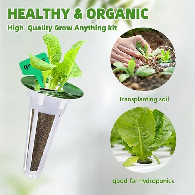 90pcs Hydroponic Seed Pod Kit Include 30pcs Plant Replacement Basket Containers,30 Grow Domes and 30 Seed Label Compatible with Hydroponic Growing Garden System(0.5 Inch,White)