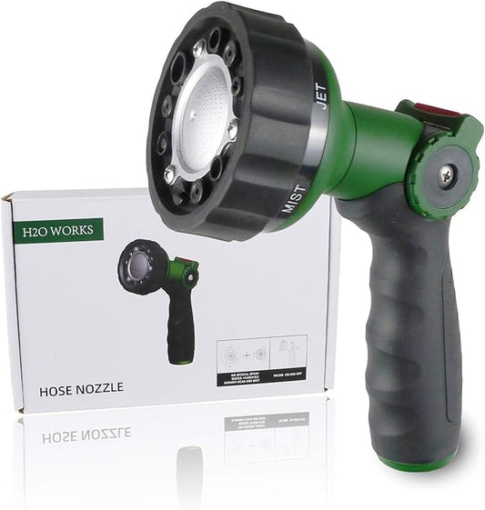 Garden Hose Nozzle Thumb Control Heavy Duty Metal Water Nozzle with Adjustable Watering Patterns High Pressure Hose Nozzle Sprayer, Pefect for Car Washing and Pets Showering