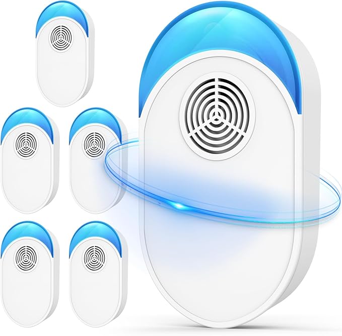 Upgraded Ultrasonic Repeller 6 Pack, Indoor Ultrasonic Repellent for Roach, Rodent, Mouse, Bugs, Ant, Mosquito, Mice, Spider, Electronic Plug in Pest Control