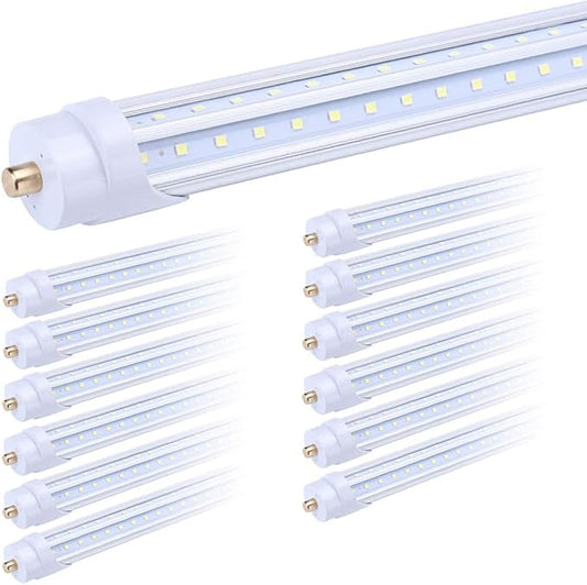 65W T8 V Shaped 8FT LED Tube Light 270 Angle, Single Pin FA8 Base 7800LM 6000K Cool White, 8 Foot Double Side (150W LED Fluorescent Bulbs Replacement),Dual-Ended Power AC 85-277V 12 Pack