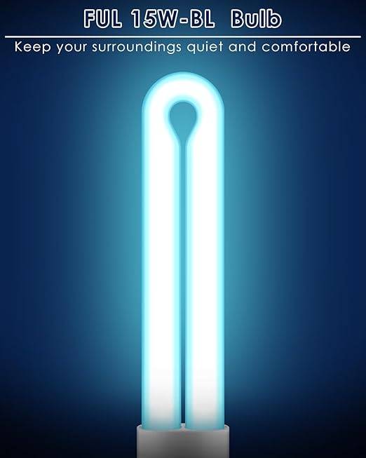 2 Pack Replacement Bulbs FUL15W BL with 4 Pin Base, U Shaped Lamp Tube Compatible for Flowtron BK-15D, for Stinger FP15, for TZ15, for BB-15WHT, Indoor Outdoor 15W U Shape Light Bulbs for T6 T8 T9