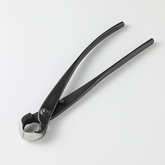 Wazakura Hand Forged Knob Bonsai Cutter Made in Japan 8-1/4 inch (210mm), Japanese Gardening Tools, Round Edge Concave Branch Cutter Black
