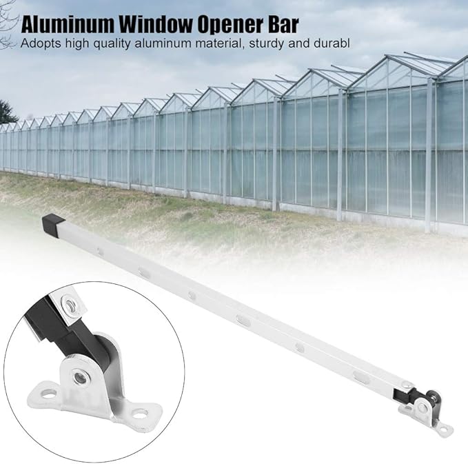 Manual Window Opener Kit, Greenhouse Window Opener with Adjustable Ventilation Aluminum Roof Vent Control Tool Easy Installation Stay Bar Gardening Agriculture Accessories