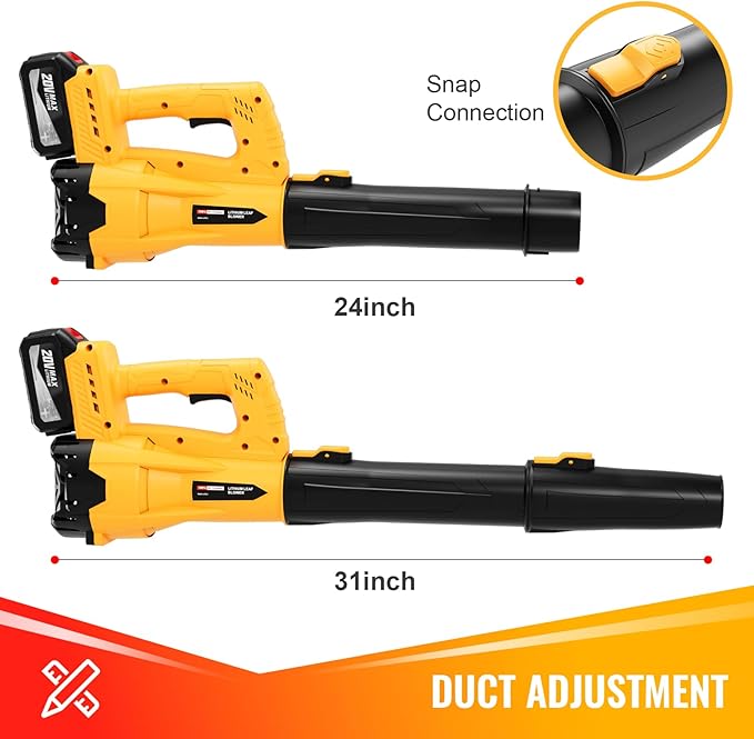 Leaf Blower Cordless, 21V Electric Leaf Blowers Lightweight Variable Speed Lithium Battery and Charger, Powered Lightweight Leaf Blower for Patio Lawn Care/Dusting Clearing/Leaf/Snow (Yellow)