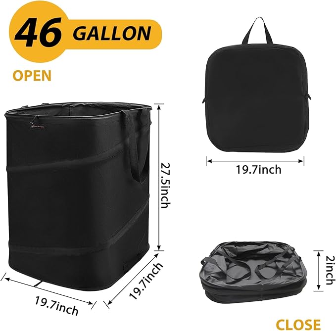 YUDI & GARDEN 46 Gallon Square Collapsible Yard Waste Bin｜Collapsible Trash Can｜Camping Trash Can, for Collecting Weeds or Party and Yard Waste