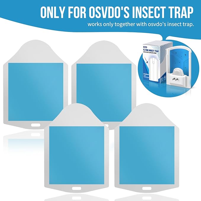 Trap Refills, Flying Insect Trap Refill Kit NO Device - 4 Pcs Glue Cards, Each Glue Card Lasts up to 65-Day or Until Full Flying Insect Trap (4 x Refills)