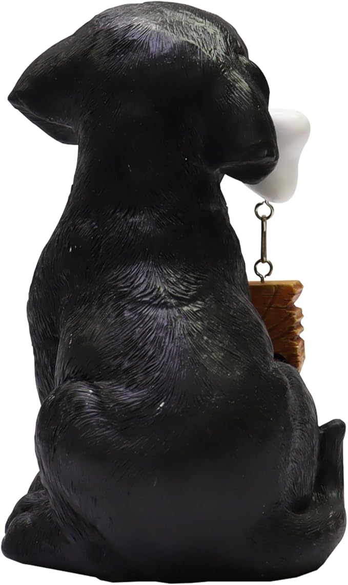 Nature's Mark Black Labrador Retriever Dog Puppy Statue with Welcome Sign Resin Garden Statue Decor 6.7" H