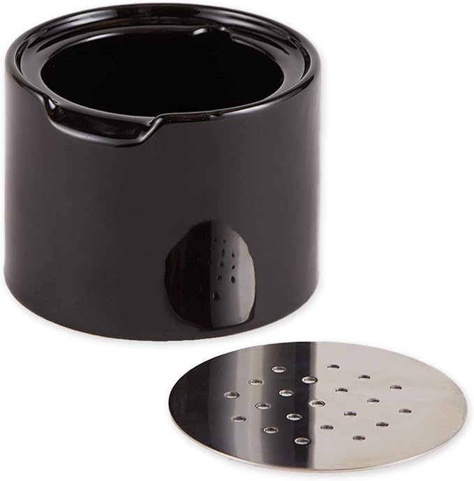 RSVP Reusable Ceramic Fruit Fly Trap for Indoors – Kitchen Fly Catcher Jar with Stainless Steel Vent Lid, Eco-Friendly & Dishwasher Safe Design, Uses Natural Vinegar Bait (Black)