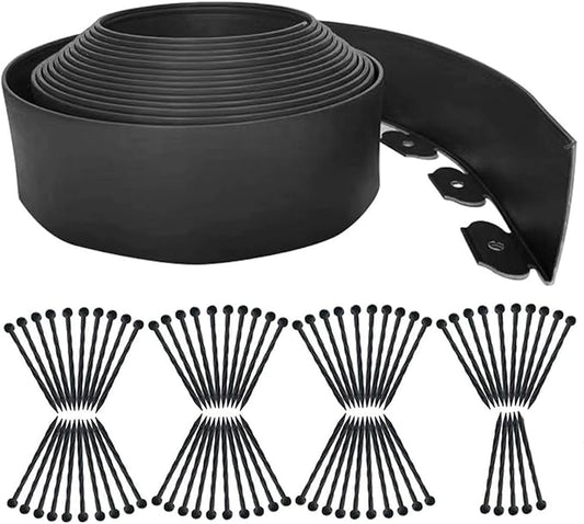 Landscape Edging 49FT,Garden Edging Borders Black [Extra Tall 4IN High] with 75pcs Plastic Stakes, Lawn Edging Flexible DIY Fence for Landscaping,Flower Bed,Grass,Gravel,Tree Surrounding