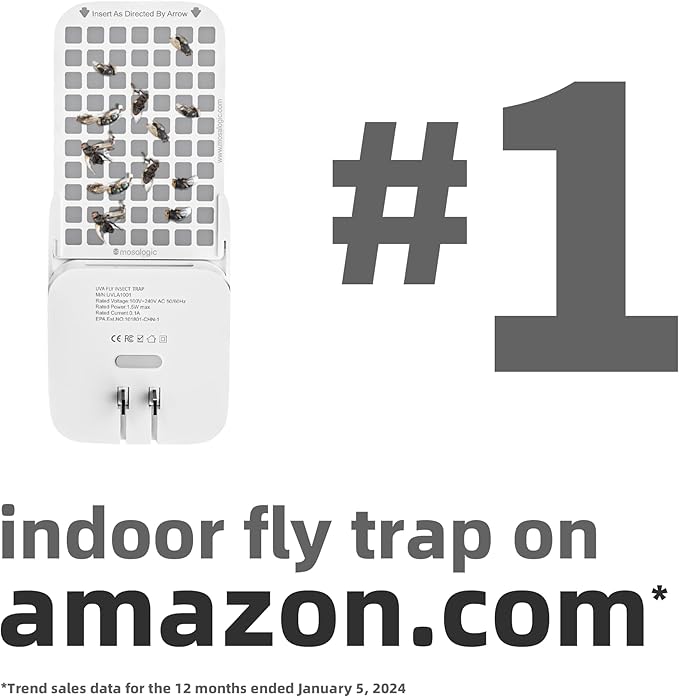 Mosalogic Fly Insect Trap Plug-in Fruit Flies Killer Gnat Trapper Moth Catcher Fly Trapper UV Attractant Catcher for 400 Sq Ft of Protection Pink-1PACK