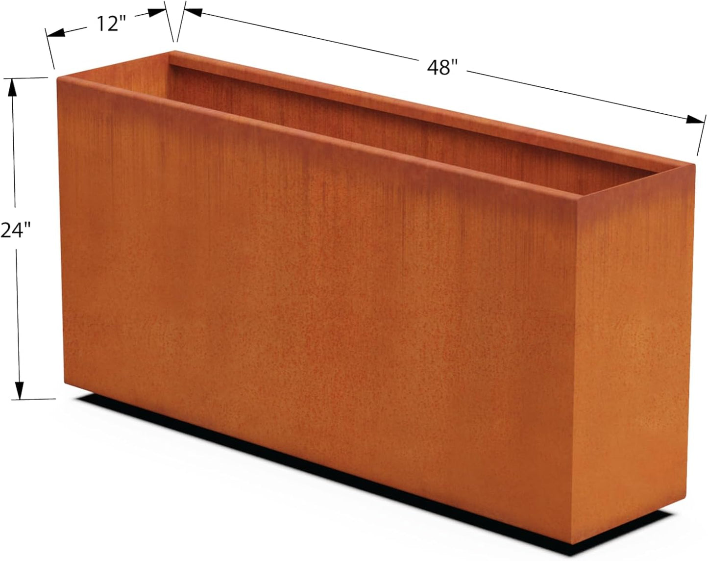 Large Rectangular Planters for Outdoor Plants - 48x24 Inch Extra Large Corten Steel Planter Box for Modern Patio, Deck & Garden | Heavy Duty Metal Planter Rectangle