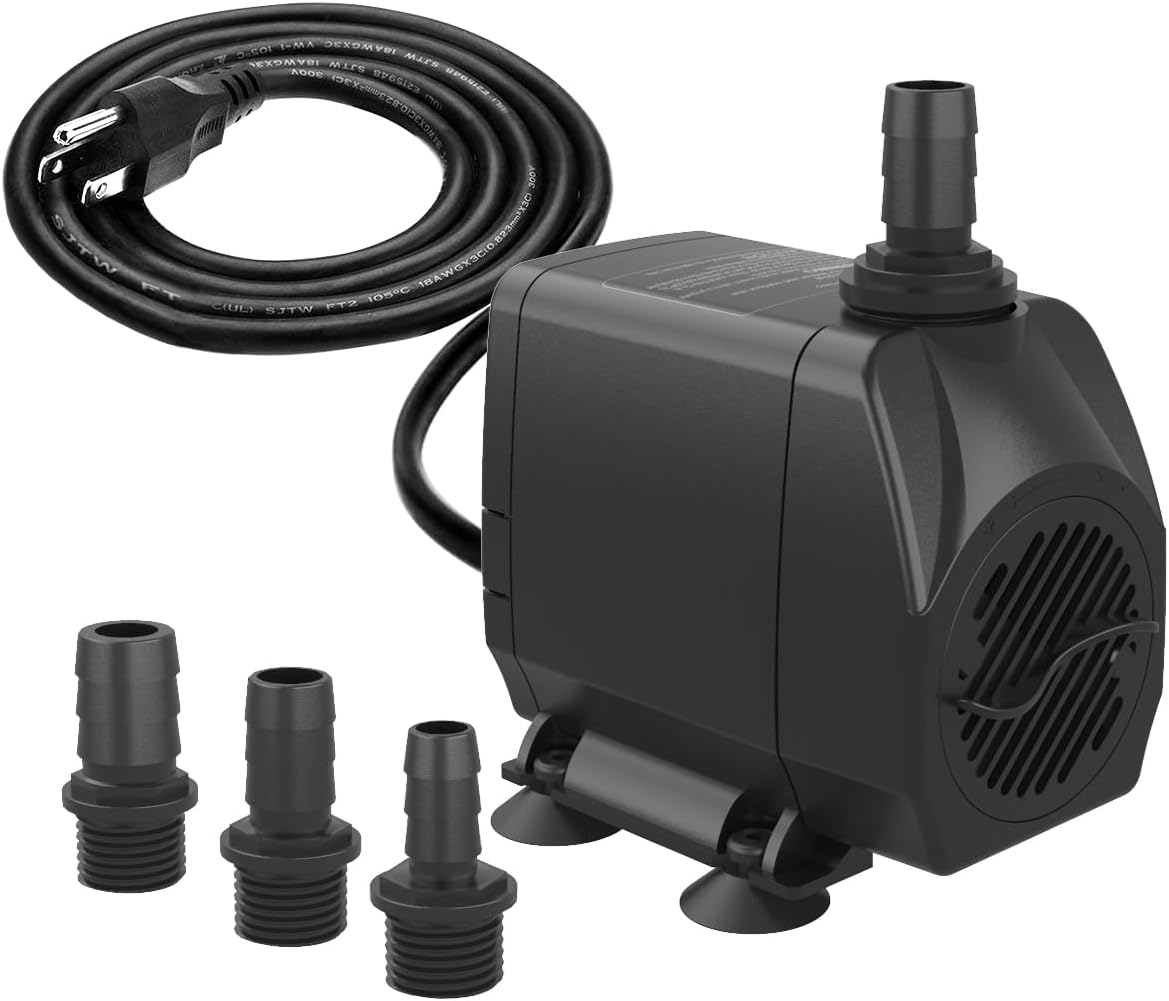 Submersible Pump 660GPH (2500L/H 45W) Ultra Quiet with Over Heating Protection 8.2ft High Lift for Fountains, Hydroponics, Ponds, Aquariums & More…