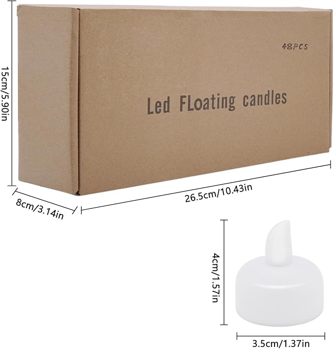 48pcs Warm White Flameless Waterproof LED Floating Tealights Candles for Aquatic Ambiance - Wedding, Party, Spa