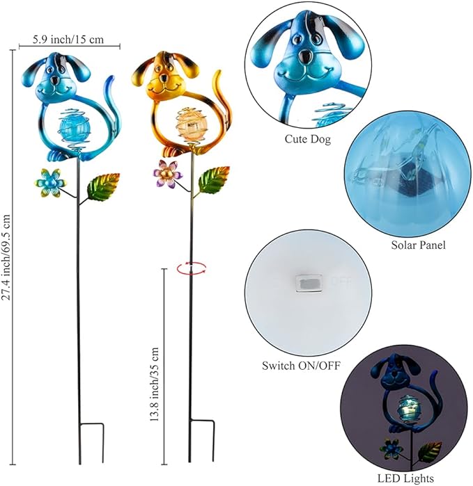 Solar Outdoor Garden Lights,27.4''H Solar Dog Statues Outdoor Lights,Waterproof Solar Decorative Garden Stakes for Lawn Patio Pathway, Solar Lights for Outside for Mom,Women,Dog Lovers