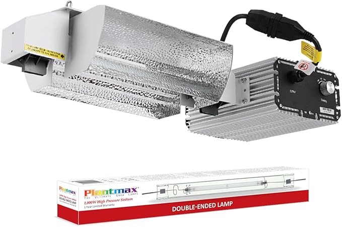 UltraGrow – Classic 1000W DE Double Ended HID Grow Light System with HID Bulb, Dimmable Ballast for Indoor Growing (Classic Open Reflector & HPS)