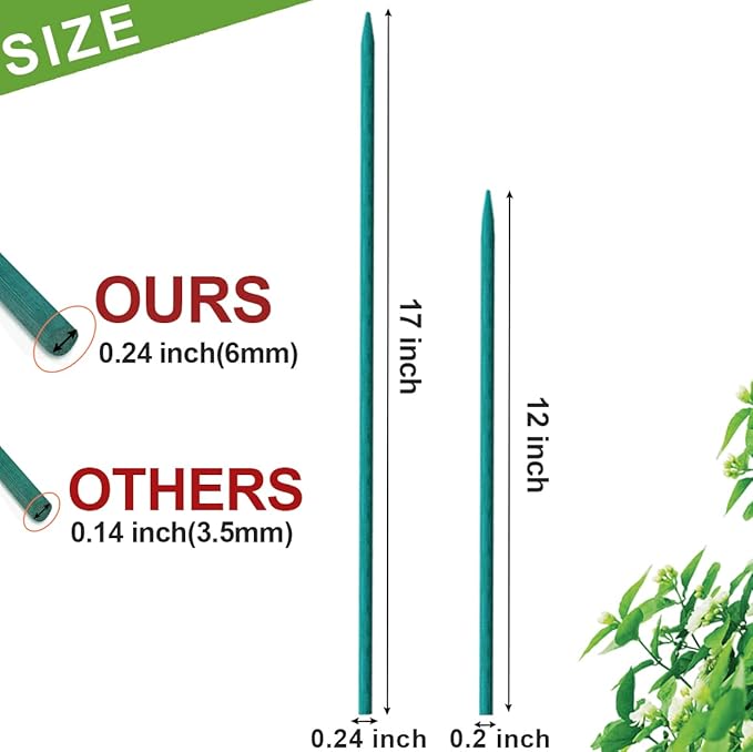 Plant Sticks 17 Inch &12 Inch Wood Plant Stakes 30 Pack Orchid Support Stick Sturdy Blue Green Bamboo Plant Holder Gardening Floral Picks Potted Plants Support
