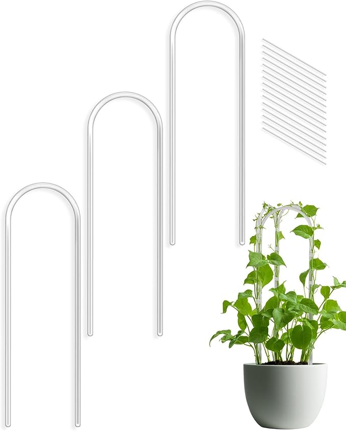 3 Pack U-Shaped Clear Acrylic Garden Trellis, Indoor Plant Support for Climbing Plants, Potted Houseplant Trellis for Hoya, Pothos, Monstera