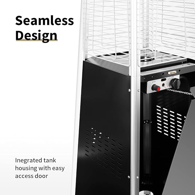 Patio Heater, KEZATO Outdoor Pyramid Patio Heater with Cover and Wheels 42,000 BTU Glass Tube Propane Heater for Commercial and Residential Use - Bronze