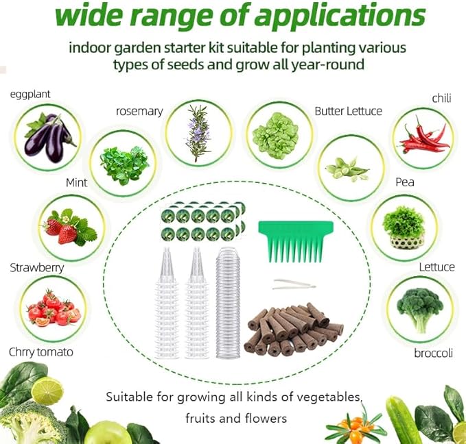 101pcs Hydroponic Pods Kit - Grow Anything Seed Pods with 30 Grow Sponges, 30 Labels, 15 Grow Baskets & Domes 10 Plant Tags and 1 tweezer | Fits Most Indoor Gardening Planting Systems