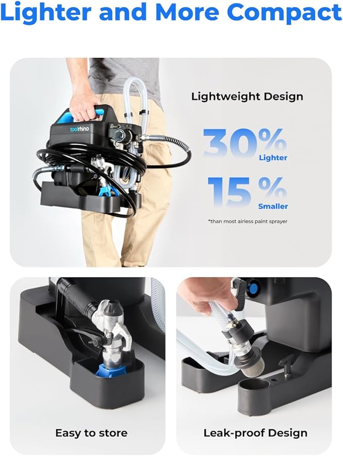 Toolrhino Airless Paint Sprayer for House Painting, DIY Beginners' Choice with Accessories Storage Space, Lightweight Design, Thinning-Free & Quick Clean for 5 Gallon DIY Painting Projects