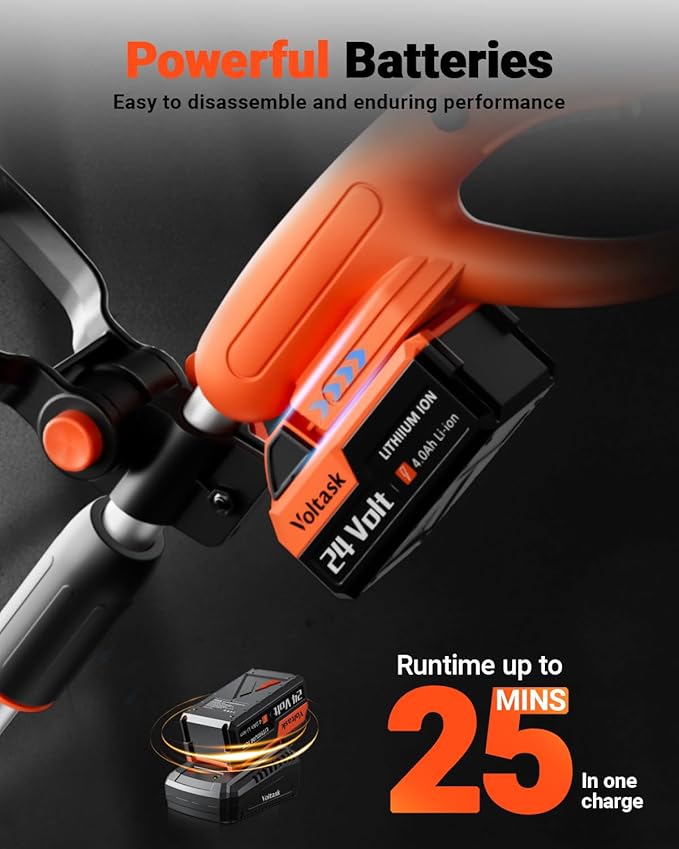 VOLTASK Cordless Snow Shovel, 24V | 13-Inch | 4-Ah Cordless Snow Blower, Battery Snow Blower with Directional Plate & Adjustable Front Handle (4-Ah Battery & Quick Charger Included)