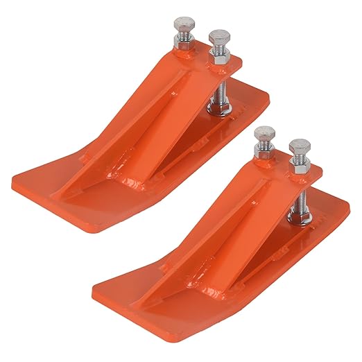 Tractor Bucket Protector, 2Pcs Ski Edge Protector Turf Tamer Double Lock Nuts and Bolts 4.5” Width Bucket Attachment Bucket Edge Anti-Skid for Snow Leaves Removal Spreading Gravel, Orange