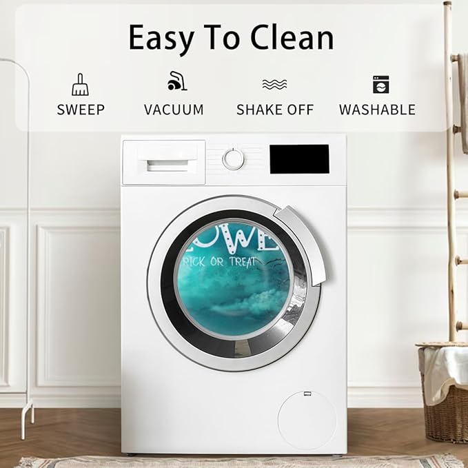 Halloween Half Round Door Mat, Halloween Pumpkin Cemetery Semicircle Door Mats, Non Slip Area Rug Soft Doormat for Indoor Entrance Wear Resistant Welcome Mat for Garage Patio Home Decor 24 x 36 In