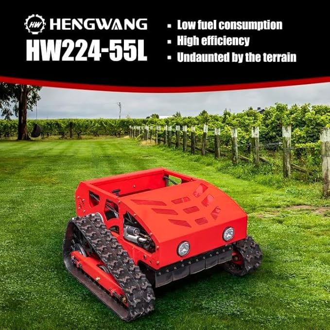 Remote Control Lawn Mower 9HP Electric Start 45° Climbing Adjustable Mowing Height Track Drive All Terrain Grass Cutter Yard Intelligent Mower (HW-224-55L)