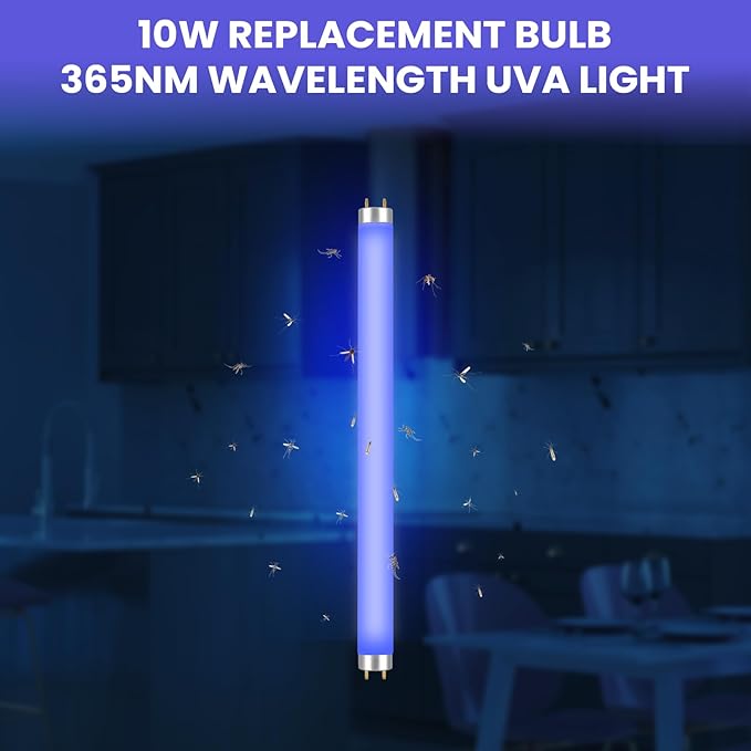 LiBa Bug Zapper Replacement Bulb Light Tube 10W for 20W Electronic Bug Zapper, T8 UV Lamp Bulbs for Indoor Outdoor Mosquito Zapper Lamp (2 Pack), Fit LiBa Bug Zapper Indoor