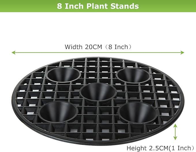 QTLCOHD 24Pcs Plastic Plant Stands 8 Inch Black Plant Level Pot Elevator Patio & Deck Floor Protector for Indoor Outdoor Garden Flower Potted Plants