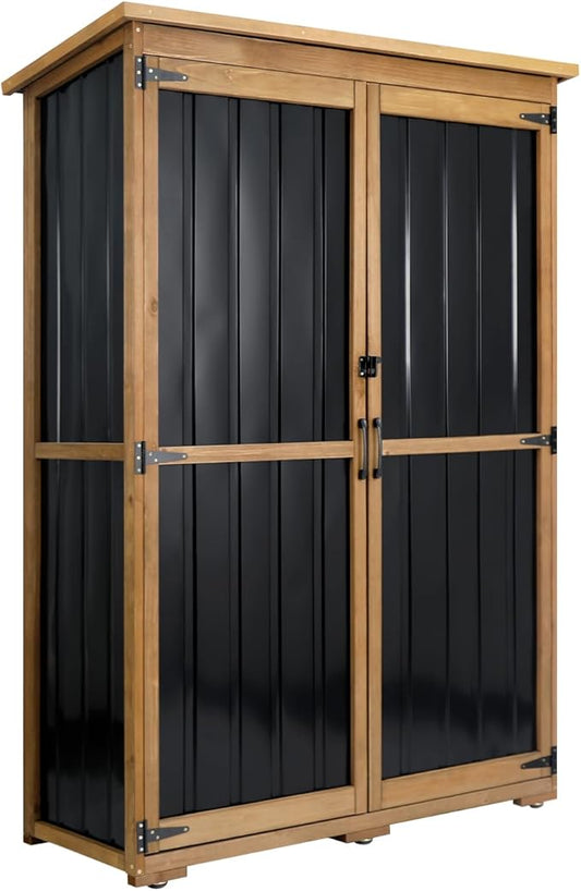 Outdoor Storage Cabinet Waterproof, Outside Cabinets Weatherproof with Shelves, Garage Storage Cabinet Patio Backyard Garden Storage Shed Tool Organizer