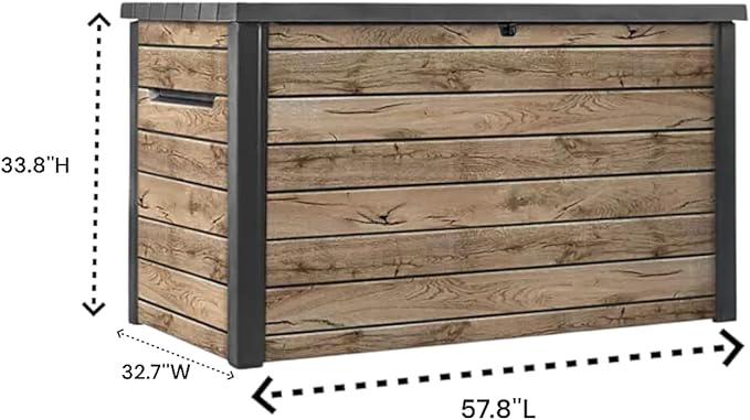 Outdoor Storage Box with Lockable Lid - Weather-Resistant and Stylish (Ash Wood Brown, 230)