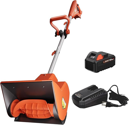 AIVOLT 24V Cordless Snow Shovel, 400W Power Motor, 13×7 Inch Clearing Path, 20FT Throwing Distance, 4.0Ah Battery & Fast Charger Included, 2-Year Warranty