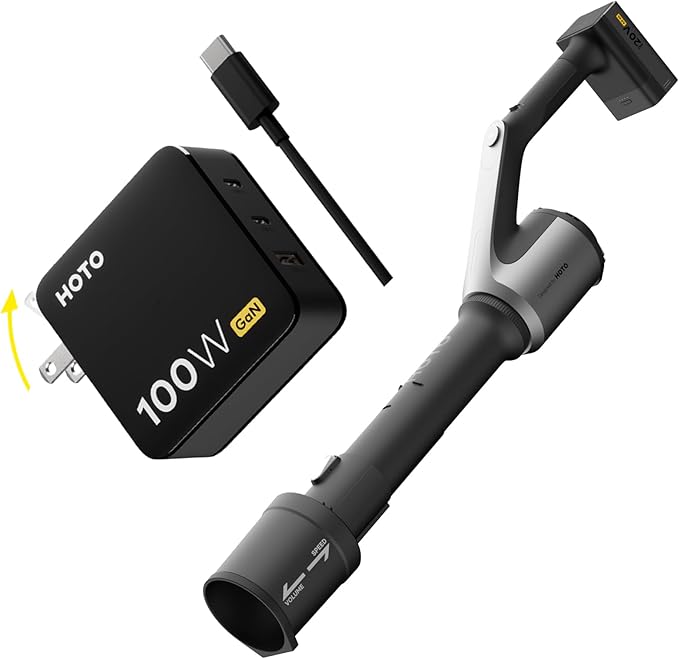 HOTO Leaf Blower with 100w USB-C Fast Charger and Battery, Handheld Electric Leaf Blower for Lawn Care, Snow, Yard, Leaves, Dust