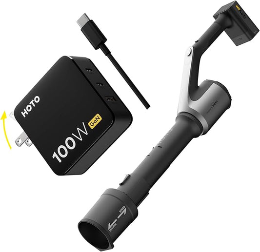 HOTO Leaf Blower with 100w USB-C Fast Charger and Battery, Handheld Electric Leaf Blower for Lawn Care, Snow, Yard, Leaves, Dust