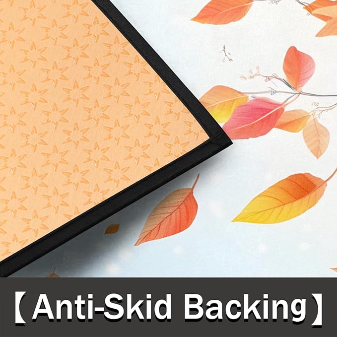 cfpolar Non-Slip Soft Half Round Door Mat, Maple Leaf Maple Tree Autumn Semicircle Mat for Indoor Entrance Garage Bath Living Room Patio 24 x 36 in