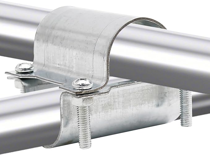 5 Sets 1¼" Greenhouse Cross Grid Pipe Connector Clamps, 32mm Purlin Bracket, Galvanized Steel Chain Link Fence Clamps, Steel Hothouse Pipe Fitting Clip with Bolts and Nuts (32mm)