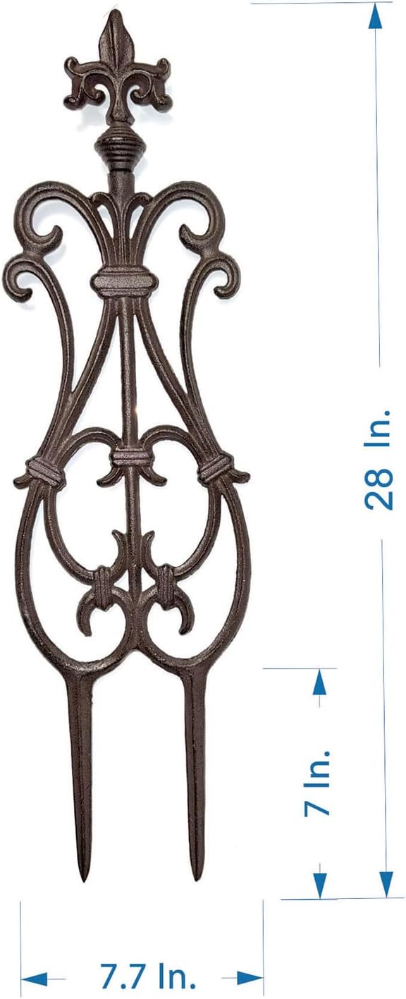 Ornate Cast Iron Garden Edging Fence（28" Tall） - 2 Pack Heavy Duty Metal Border for Lawn, Patio & Landscaping HC8775