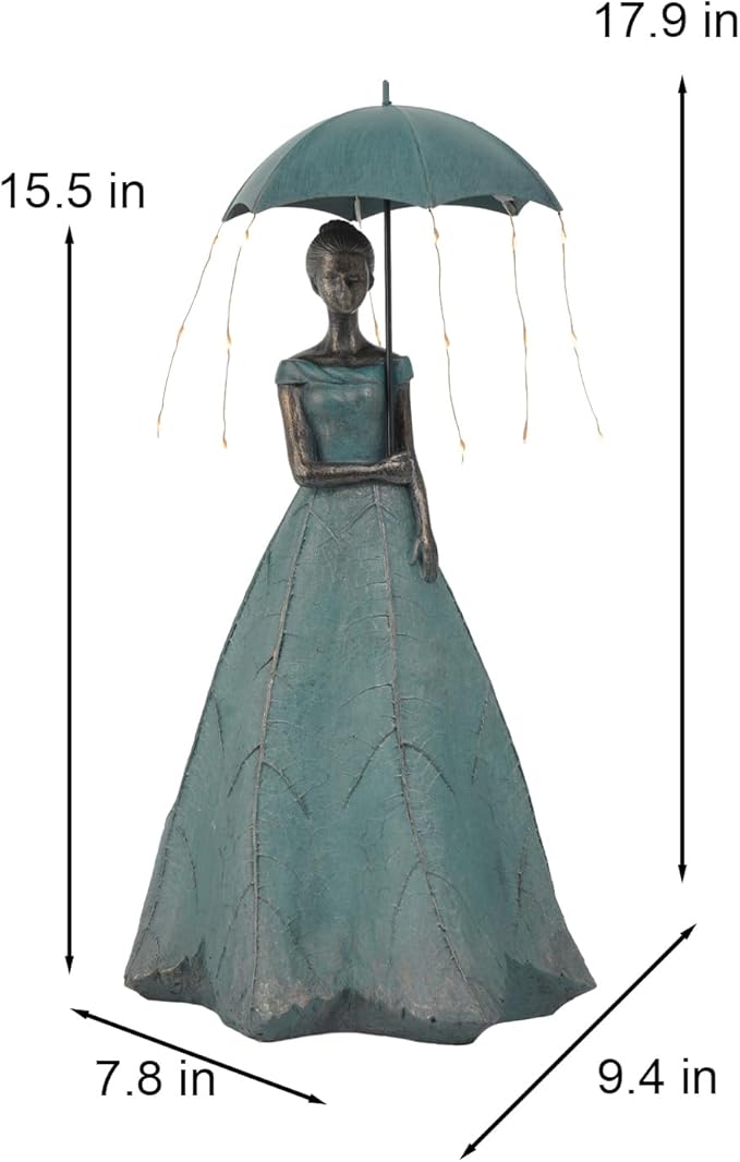 DiliComing Solar Fairy Outdoor-Statue Garden-Decor - 18" Resin Leaf Girl Sculpture with LED Lights for Garden/Patio/Yard | Waterproof Fairy Outdoor Figurines, Unique Home Decor Gifts for Women