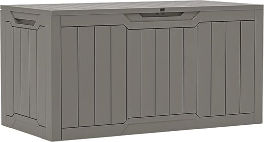 YITAHOME 100 Gallon Outdoor Storage Box, Large Water Resistant Resin Deck Box, Indoor Outdoor Lockable Storage Container for Patio, Garden, Cushions, Tools, Equipment (Taupe)