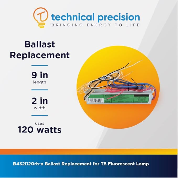 Technical Precision Replacement Ballast for Universal B432i120rh-a 120V Electronic Ballast for T8 Fluorescent Lamp - Operates 3 to 4 Lamps - 1 Pack