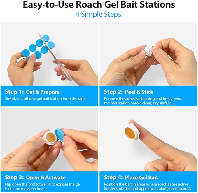 32 Pack Roach Killer Indoor Infestation Roaches Gel Bait Stations, Powerful Cockroach Killer Indoor Home for Roach Infestation, Long-Lasting & Effective Cockroach Gel Bait, Easy to Use & No Mess