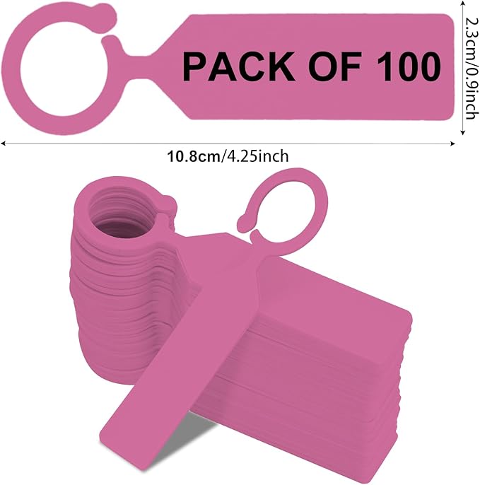 Plant Labels Yuanling 100Pcs Plastic Waterproof Plant Tree Tags Nursery Garden Markers for Indoor Outdoor Gardening Plants Vegetables Flowers Potted (Pink Color with 1 Marker Pen)