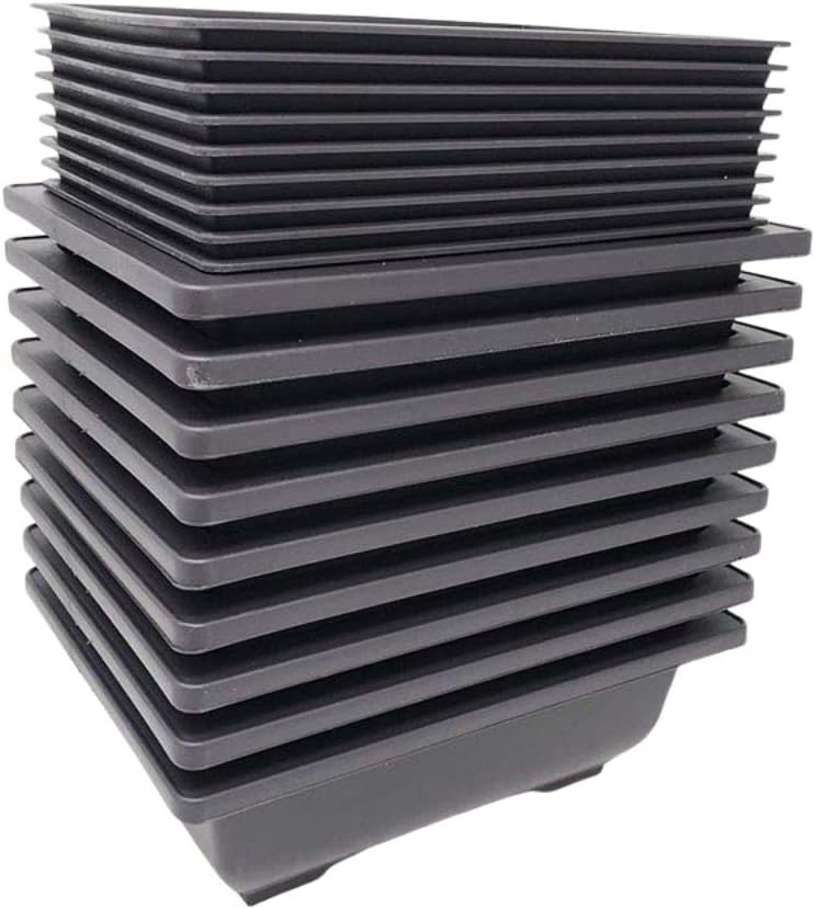 Bonsai Training Pots Humidity Trays - Built in Mesh, 6-Inch Large Planters + Made from Durable Shatter Proof Poly-Resin, 9-Pack Pot Set