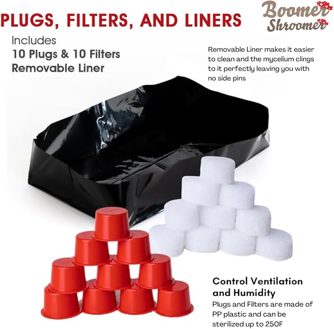 Inflatable Monotub Kit, Mushroom Growing Kit Includes a Drain Port, Plugs & Filters, Removeable Liner [Patent No: US 11,871,706 B2]