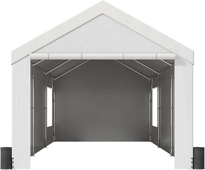VEVOR Carport, 12'x20' Extra Large Heavy Duty Carport, Upgraded Portable Garage Car Canopy with Roll-up Ventilated Windows, Removable Sidewalls, Waterproof UV Resistant All-Season Tarp for Parking