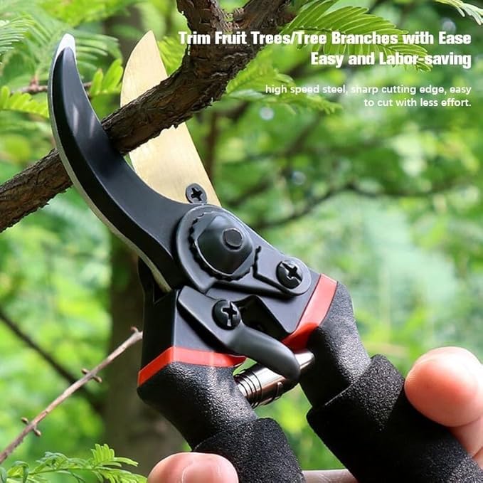 Astorn Premium Bypass Pruning Shears for Gardening - Heavy Duty, Ultra Sharp Garden Shears w/Ergonomic Soft Grip Handle - Made with High-Grade Carbon Steel - Ideal for Cutting, Gardening & Trimming