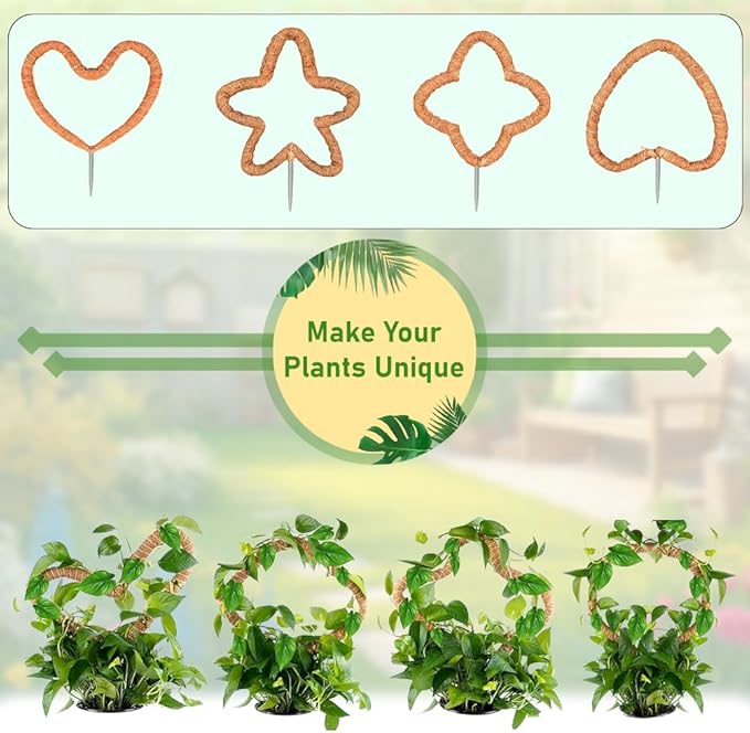 2 Pack Moss Pole for Plants Monstera, 28 Inch Bendable Plant Pole for Plant Support, Coco Coir Moss Poles for Climbing Plants, Handmade Moss Sticks for Creeper Plants Grow Upwards