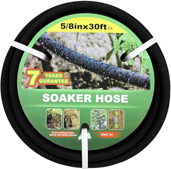 Soaker Hose 30ft Saves 70％Water Perfect Delivery of Water Great for Garden Flower Bed (5/8inch)… (5-8-30ft)